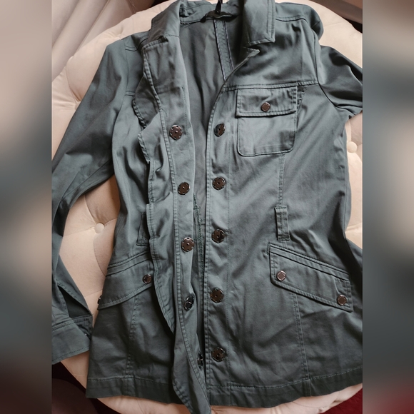 White House Black Market Hunter Green Cotton Jacket sz 4 NWT - Picture 2 of 11